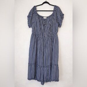 True Craft Navy and White Striped Top